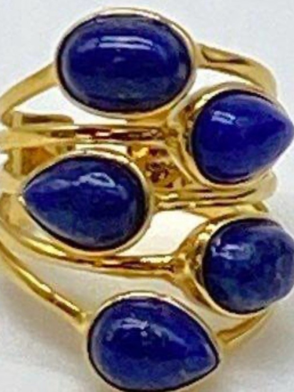 Stella and Dot Lapis Lazuli Gold Tone Adjustable Ring -